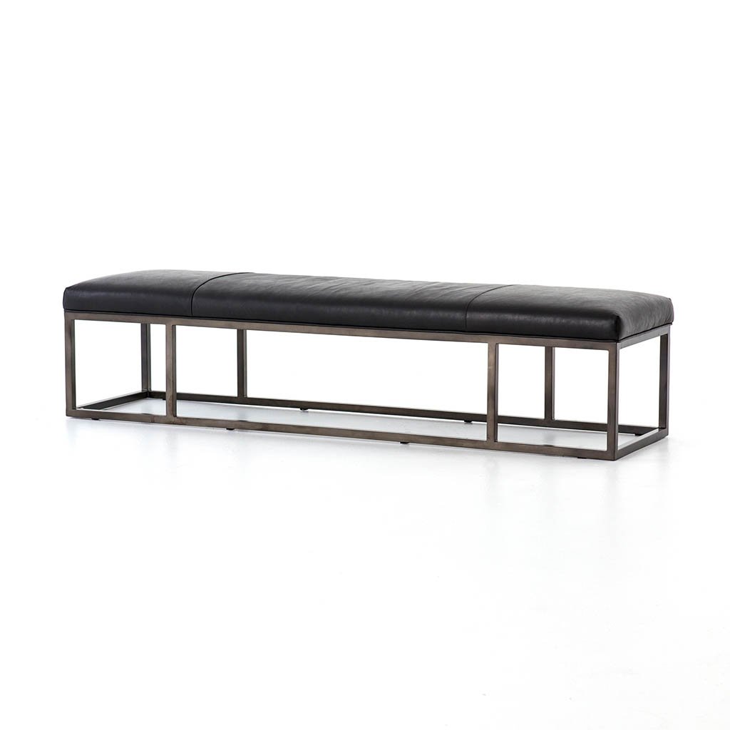 black leather accent bench