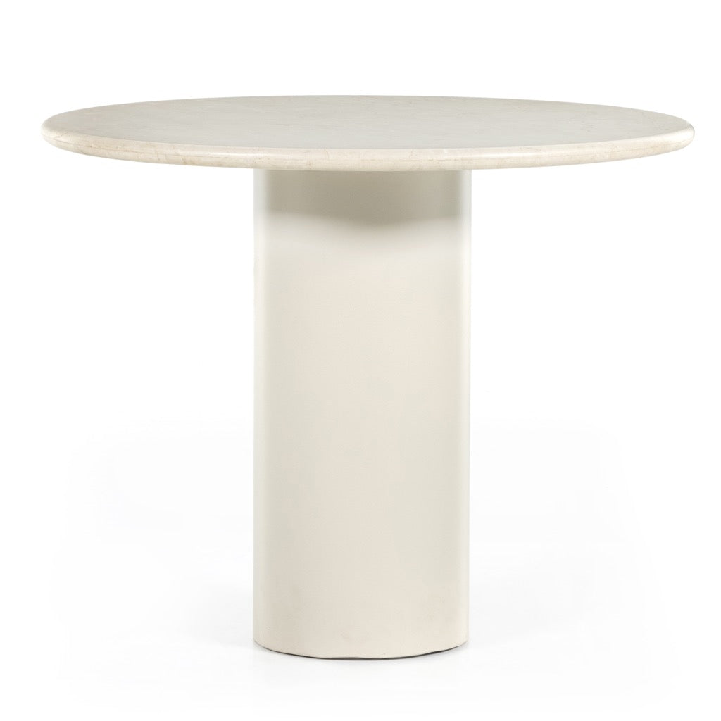 Belle Round Dining Table-Cream Marble full view