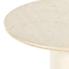 Belle Round Dining Table close up side view of marble and base