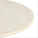 Belle Round Dining Tableview of Cream Marble top and edge