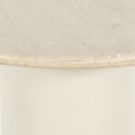Four Hands Belle Round Dining Table close up top edge and iron base