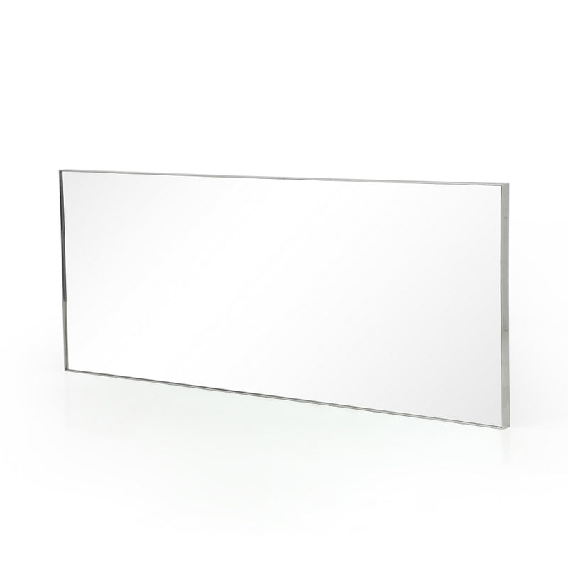 Bellvue Floor Mirror Shiny Steel Horizontal View Angled CIMP-275
