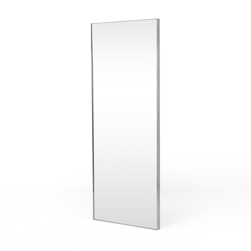 Bellvue Floor Mirror Shiny Steel Angled View CIMP-275
