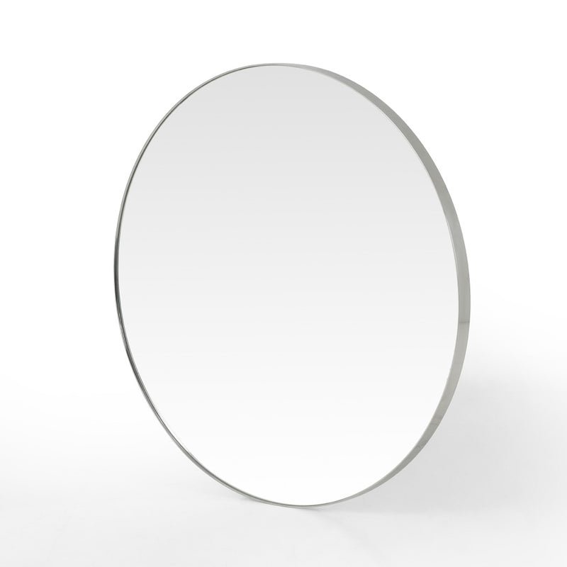 Bellvue Round Mirror Shiny Steel Angled View CIMP-274

