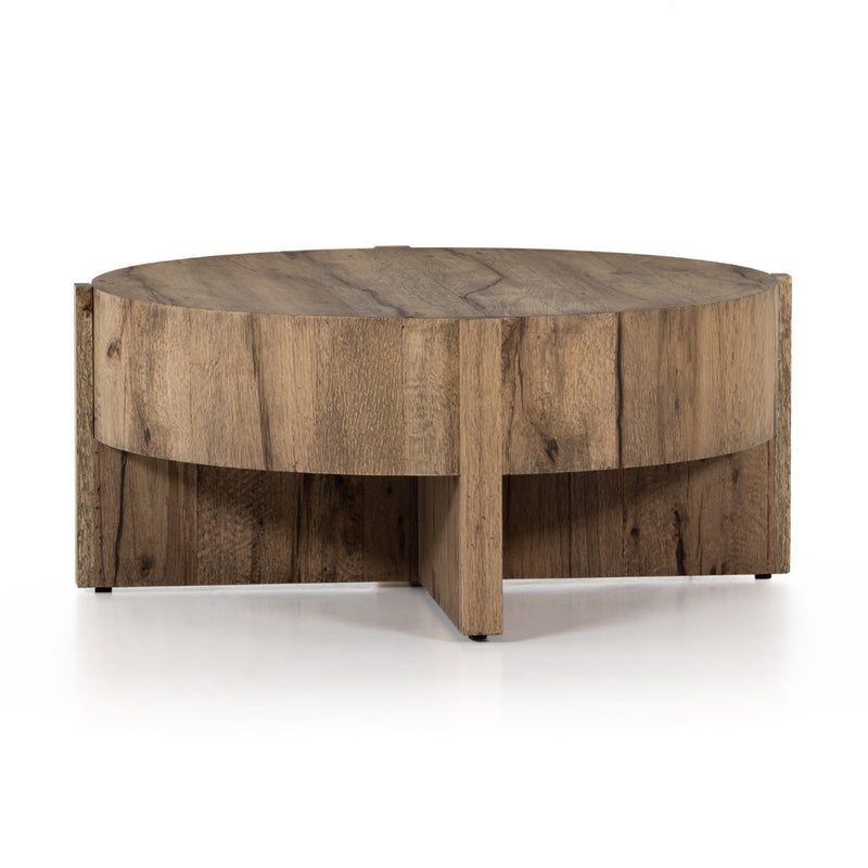 Bingham Coffee Table Rustic Oak Angled View Four Hands