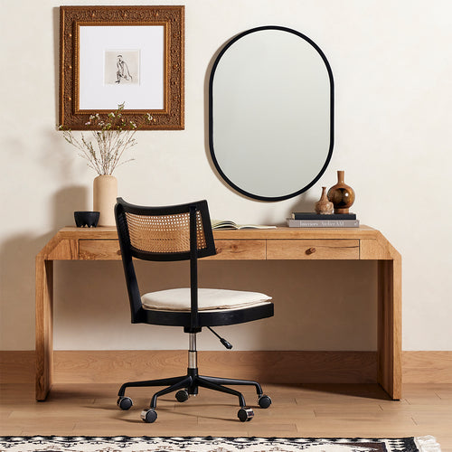 Britt Desk Chair Brushed Ebony Staged View at Desk 229090-005

