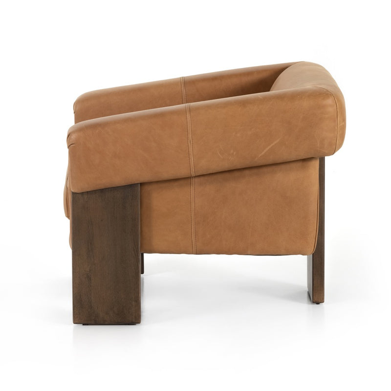 Four Hands Cairo Chair side view with floating cushioned seat