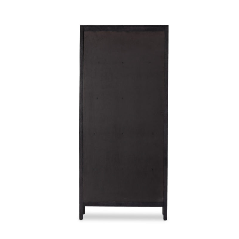 Caprice Tall Cabinet Black Wash Mango Back View Four Hands