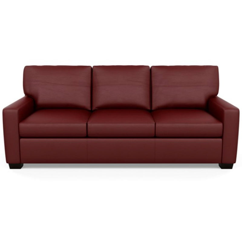 Carson Three Seat Leather Sofa by American Leather in Bali Red Hibiscus