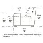 Carson Sofa by American Leather Side View Measurements