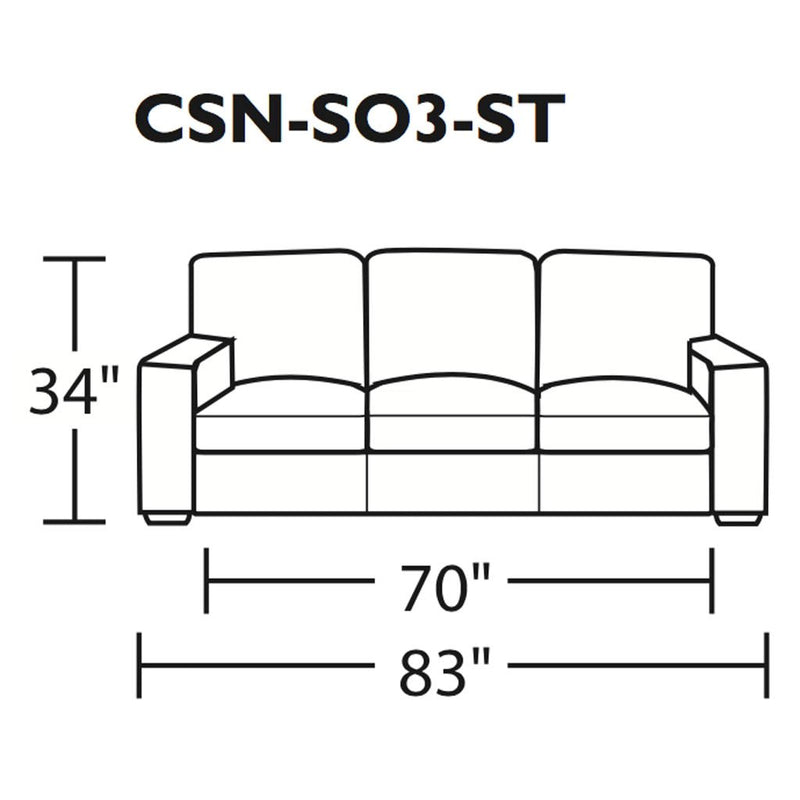 Three Seat Carson Leather Sofa by American Leather Dimensions