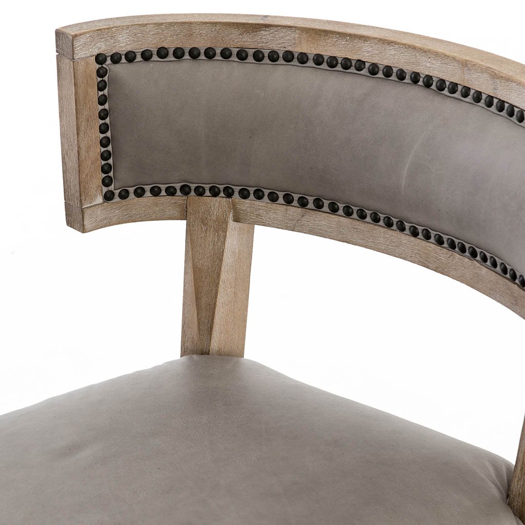 Carter Leather Dining Chair Light Grey Four Hands