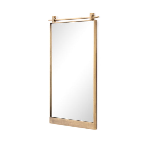 Chico Small Mirror Antique Brass Angled View Four Hands