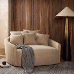 Taupe Chloe Media Lounger with blanket across seating