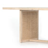 Four Hands Clarita Dining Table inside view of leg with woven natural cane