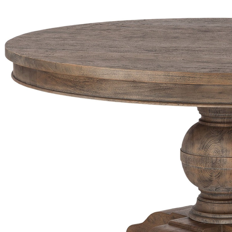 Colonial Plantation Round Dining Table - Weathered Teak / Solid Mango