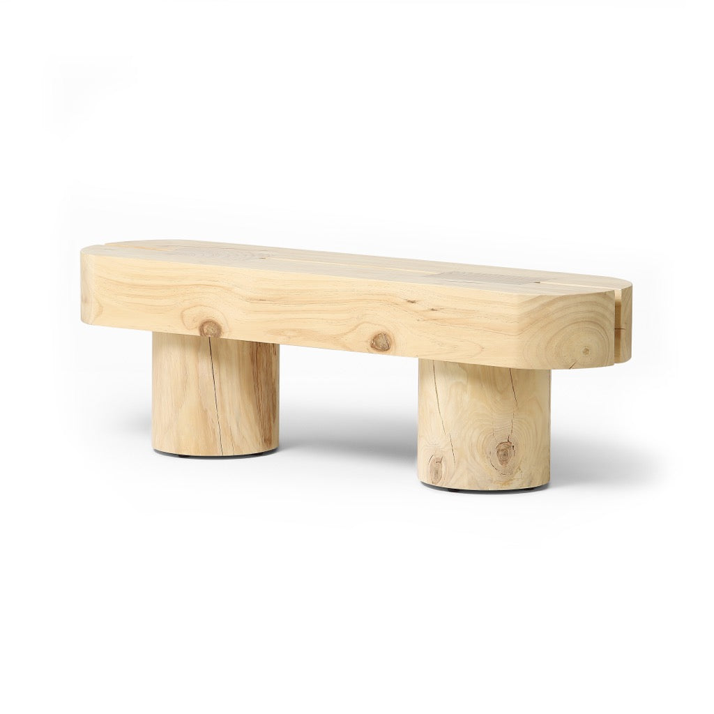 Conroy Accent Bench Natural Pine Angled View Four Hands