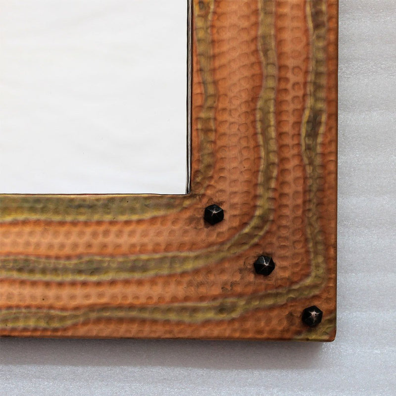 Hammered Copper Accent Mirror - Fire