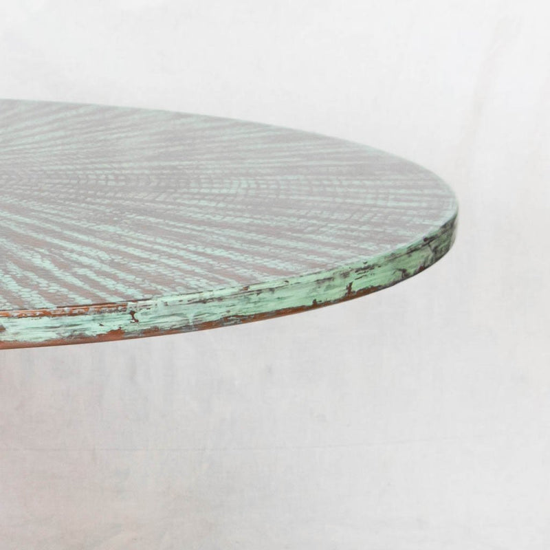Copper and Green Dining Table Top Hammered Texture