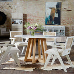 Creston Dining Table - As Shown with White Wooden Chairs