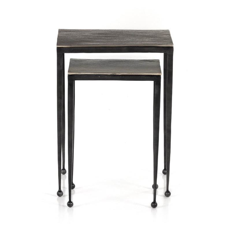Dalston Nesting End Table Antique Nickel Side View Four Hands