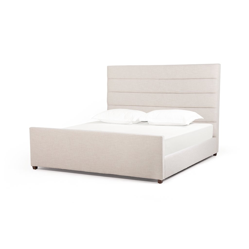 white fabric bed