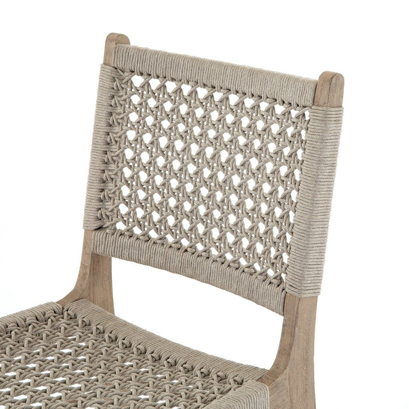 Delmar Outdoor Dining Chair - Washed Brown Ivory Rope Backrest