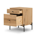 Eaton Filing Cabinet Light Oak Resin Open Drawers Angled View