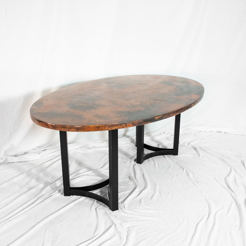 Eolus Oval Copper Dining Table - Black & Natural Copper - Profile View