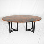 Eolus Oval Copper Dining Table - Black & Natural Copper - Side View