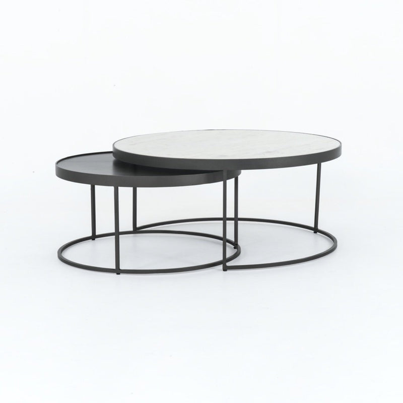 Evelyn Round Nesting Coffee Table Angled View