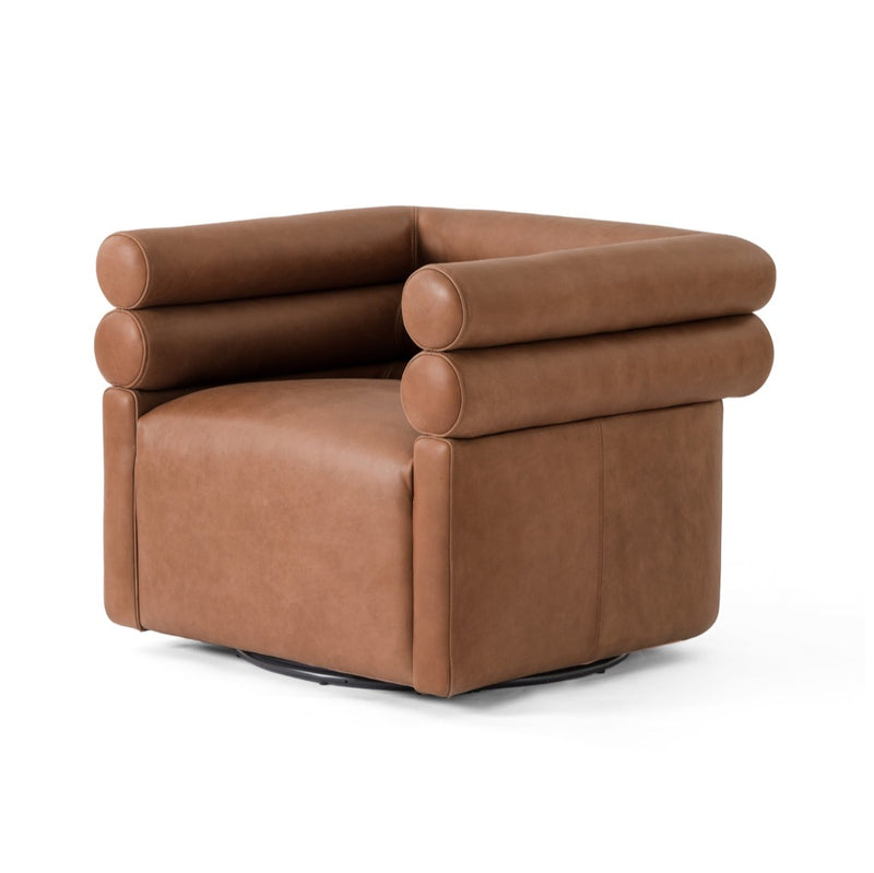 Evie Swivel Chair Palermo Cognac Angled View 225262-002
