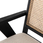 Flora Dining Chair - Natural Cane Back - Fabric Seat - Matt Black Frame