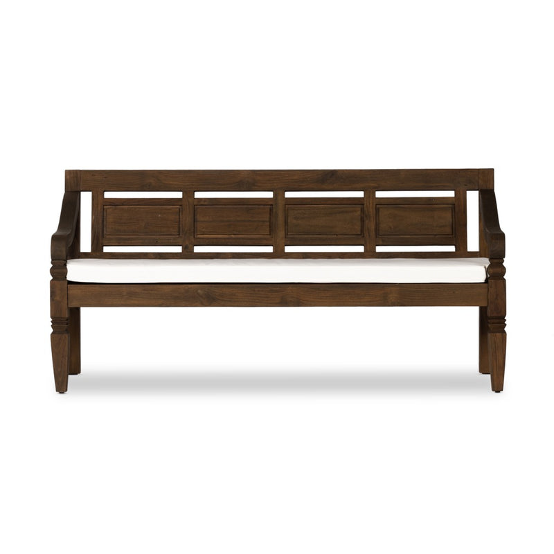 Four Hands Foles Outdoor Bench with Cushion Front View