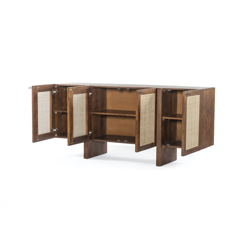 Goldie Sideboard - Toasted Acacia Open Cabinets