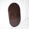 Profile View of Hammered Copper Tabletop - Capsule Shape - Dark Brown Patina - Artesanos