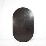 Front View of Hammered Copper Tabletop - Capsule Shape - Dark Brown Patina - Artesanos