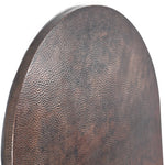 Edge Detail View of Hammered Copper Tabletop - Capsule Shape - Dark Brown Sanded Finish - Artesanos