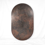 Front View of Hammered Copper Tabletop - Capsule Shape - Dark Brown Sanded Finish - Artesanos