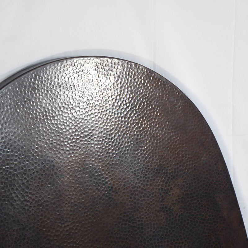 Edge Detail of Oval Copper Tabletop - Hammered Texture - Dark Brown Patina - Artesanos