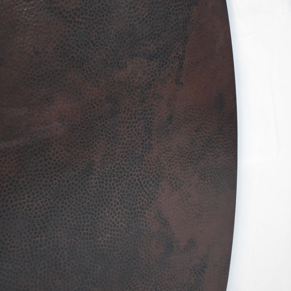 Copper Tabletop Oval Copper Table - Hammered Texture & Dark Brown Patina Finish ...