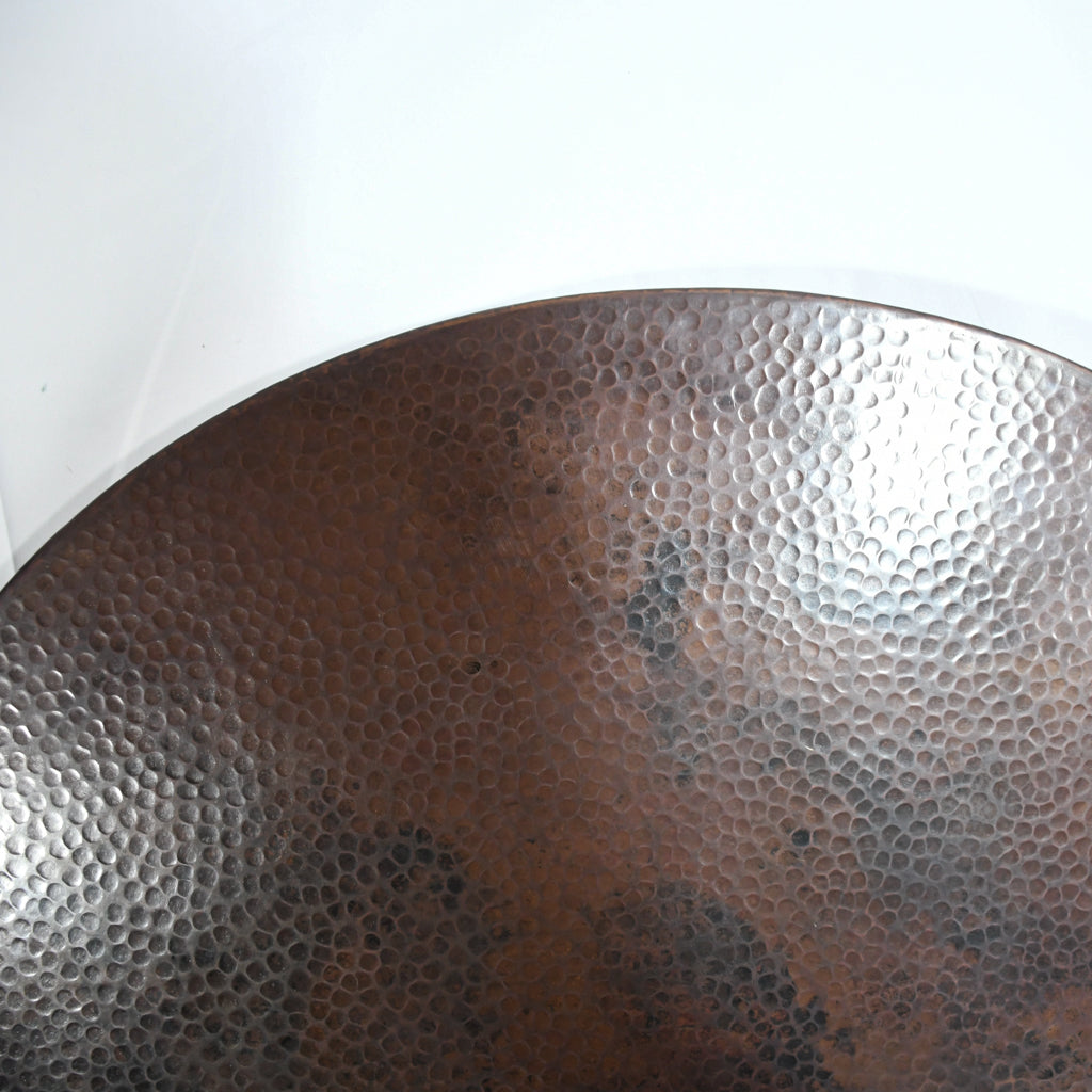 Copper Tabletop Oval Copper Table - Hammered Texture & Dark Brown Patina Finish ...