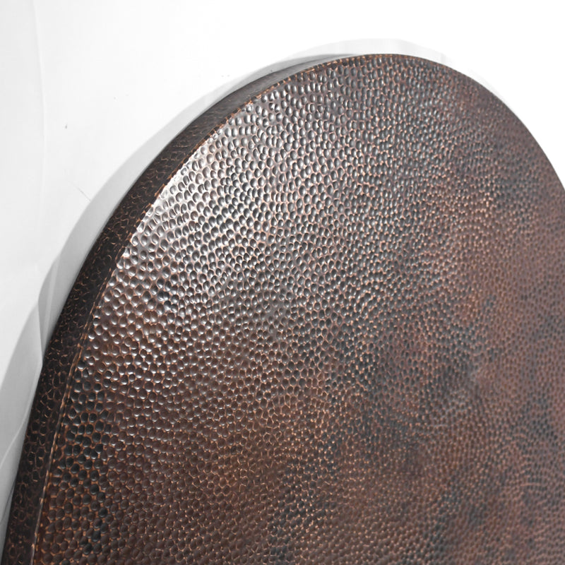 Detail view of Oval Copper Tabletop - Dark Brown Sanded Finish - Artesanos