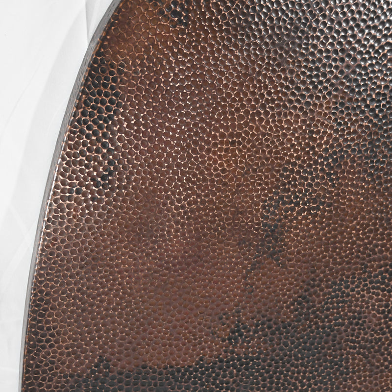 Finish Detail Oval Copper Tabletop - Contrasting Gold/Brown Sanded Finish - Artesanos