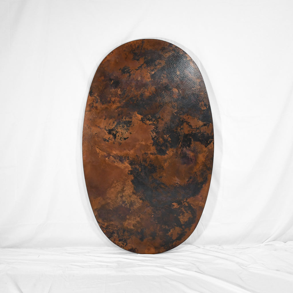 Copper Oval Tabletop - Hammered Dark Natural Finish - Artesanos