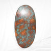 Profile view of Hammered Copper Tabletop - Oval Shape - Verdegris Verde Medley Patina