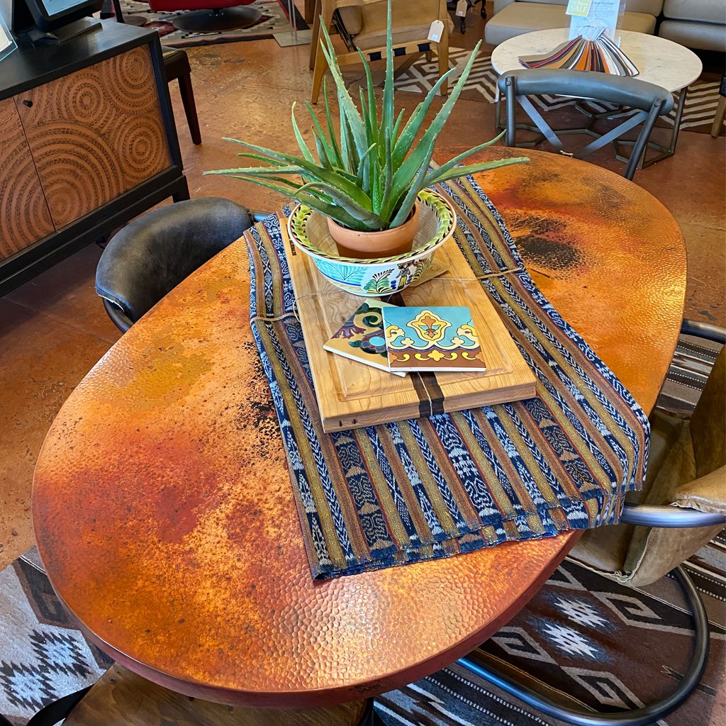 Copper Tabletop Oval Copper Table - Hammered Texture & Natural Finish – Artesanos ...