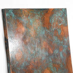 Detail view of Hammered Copper Rectangle Tabletop - Verde Medley Finish - Artesanos