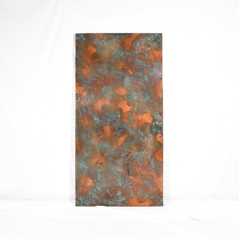 Copper Rectangle Rectangle Copper Tabletop - Hammered Texture & Verdegris Patina ...