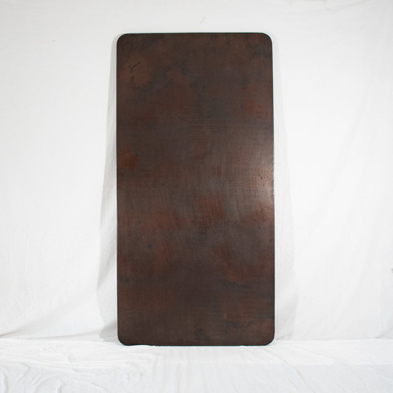 Hammered Copper Tabletop: Rectangle in Dark Brown Copper